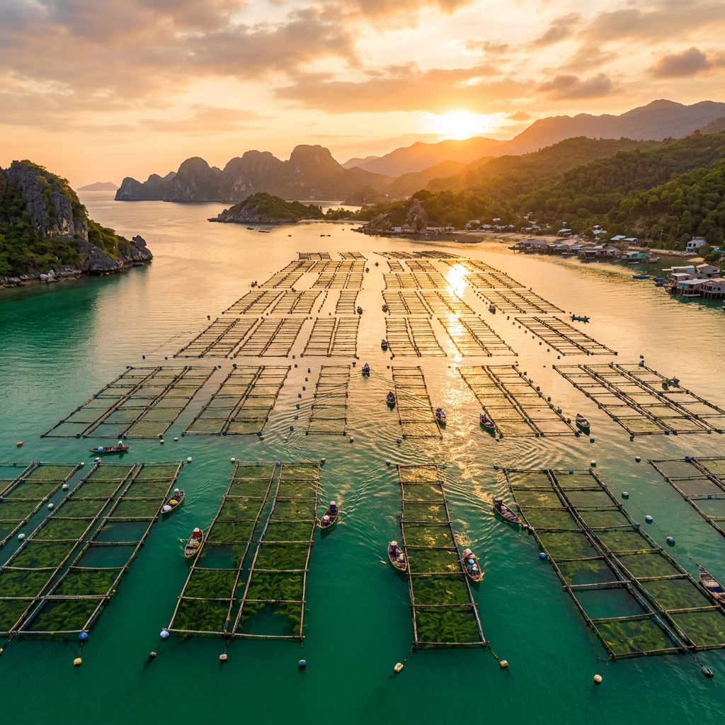 Thu hoạch rong sụn tươi Seamoss